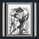 1920's Art Deco "Dancers" Square Wall Clock<br><div class="desc">Stunning,  unique,  1929,  Art Deco "Dancers" wall clock in neutral black,  white,  and grey.</div>