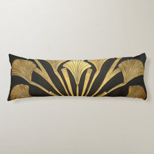 1920's Art Deco Egyptian Gold Hieroglyph Flower Body Pillow