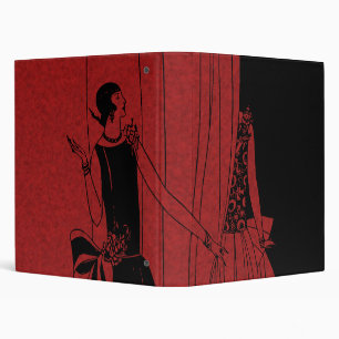 1920s Art Deco Fashion Show Model Red Binder