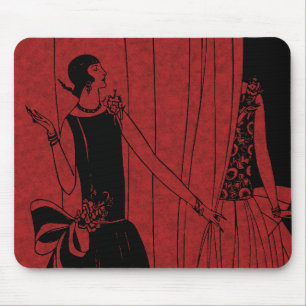 1920s Art Deco Fashion Show Model Red Mouse Pad