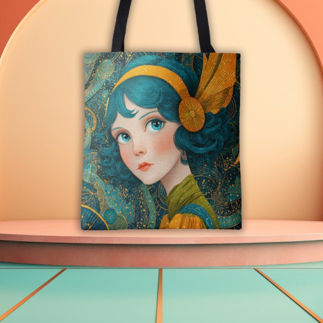 1920's Art Deco Flapper Girl Tote Bag (Creator Uploaded)