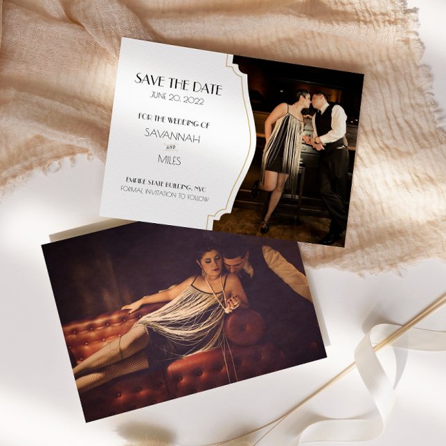 1920s Art Deco Frame Photo Save the Date Invitation (Creator Uploaded)