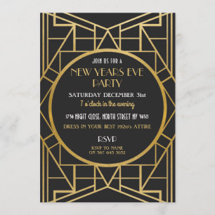 1920's Art Deco Gatsby Great New Years Eve Party Invitation