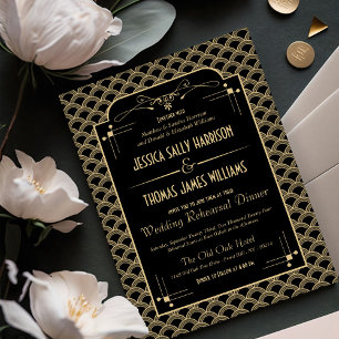 1920's Art Deco Gatsby Wedding Rehearsal Dinner Invitation