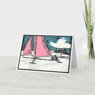 1920's Art Deco Holiday Ice Sailing Card Design