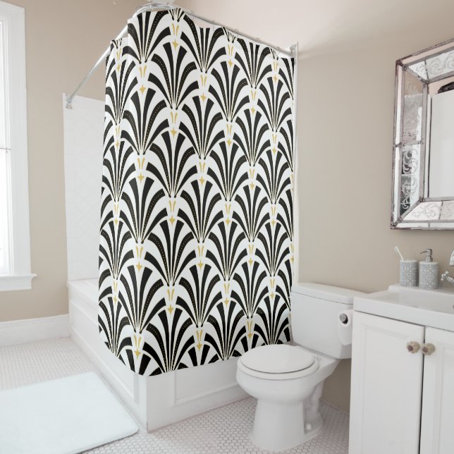1920s Art Deco Vintage Black & White Palmettos (In Situ)