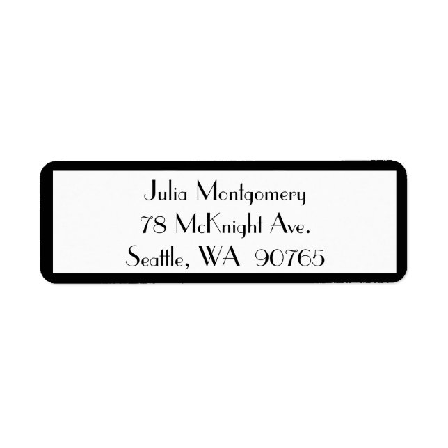 1920's Black & White Return Address Label (Front)