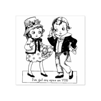 1920s boy and girl Vintage Valentines Art Rubber Stamp