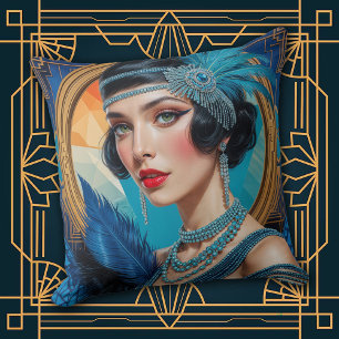 1920s Cocktail Elegance Flapper Girl Throw Pillow