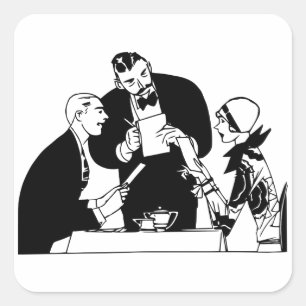 1920s couple love romance dating art square sticker