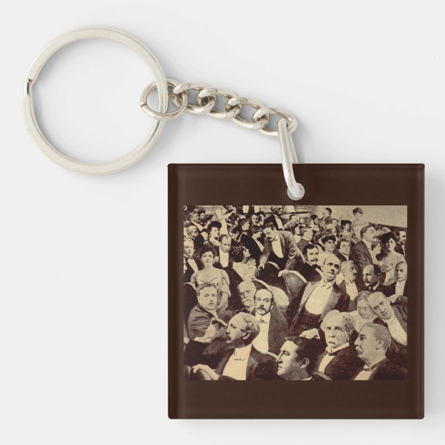 1920s crowd scene print keychain (Front)