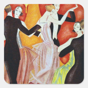 1920's Dancing Couples Square Sticker