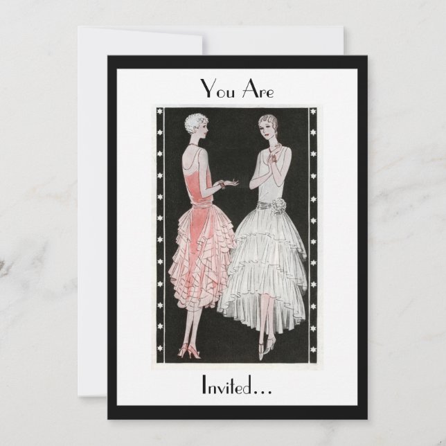 1920s Elegant Black and White Party Invitation (Front)