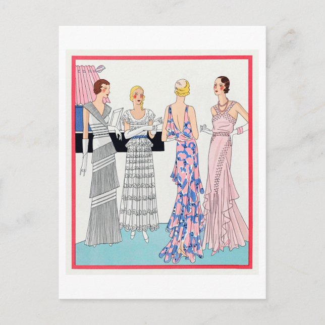1920s Fashion Plate for Evening Gowns Postcard (Front)