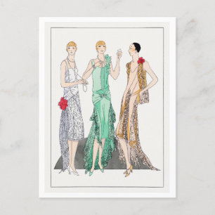 1920s Fashion Plate for Flapper Evening Gowns Postcard