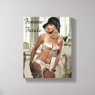 1920's Femme Fatale Diva - Smoking and Guns Canvas Print