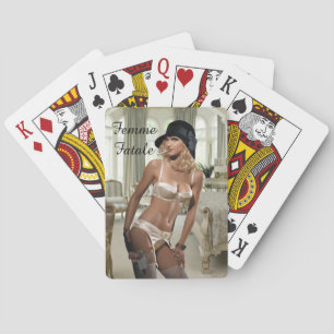1920's Femme Fatale Diva - Smoking and Guns Playing Cards
