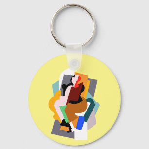 1920s figure abstract woman vintage art classic keychain