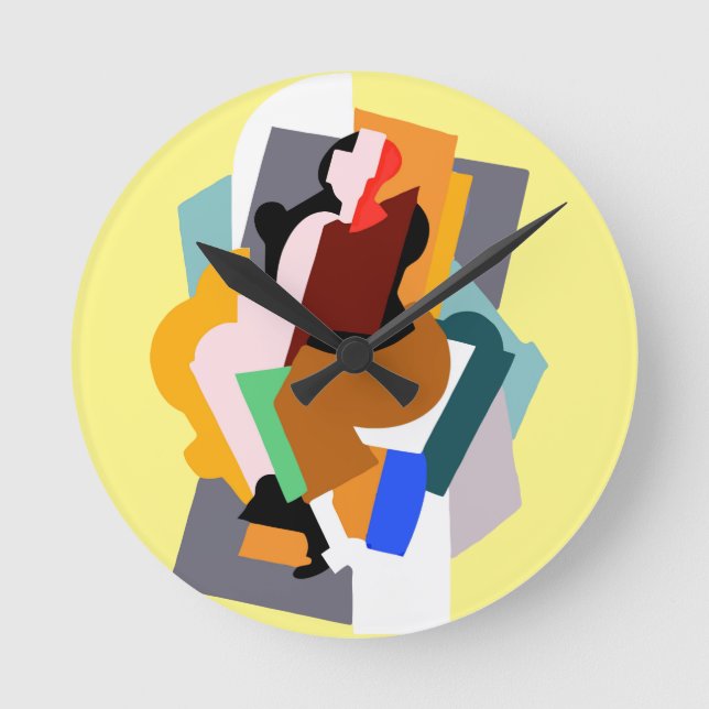 1920s figure abstract woman vintage art  round clock (Front)