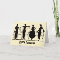 1920's Flapper Fashion Silhouette Birthday Card