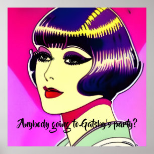 1920s Flapper - Gatsby's Party. Editable text Poster