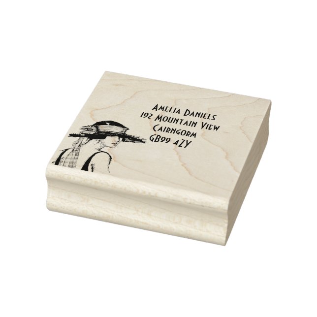 1920's Flapper Girl Address  Self-inking Stamp (Stamp)