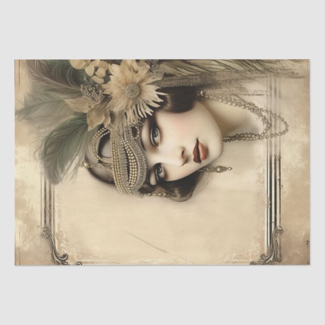 1920's Flapper Girl Art Deco Tissue Paper (Front)