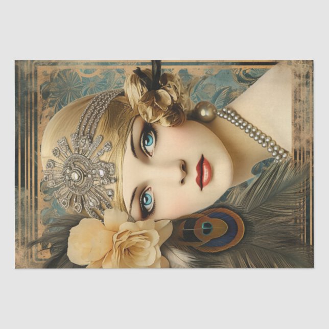 1920's Flapper Girl Art Deco Tissue Paper (Front)