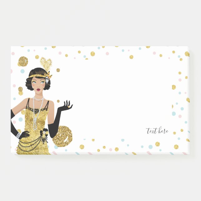 1920s flapper girl gatsby theme post-it notes (Front)
