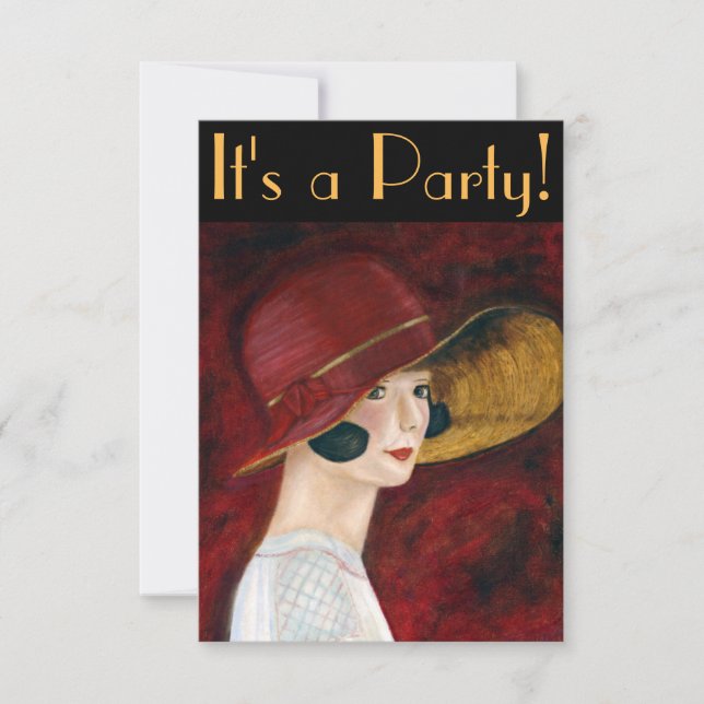 1920s Flapper Girl in Red Hat Roaring Twenties (Front)