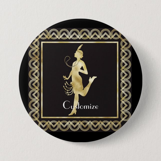 1920's Flapper Girl Thunder_Cove  3 Inch Round Button (Front)