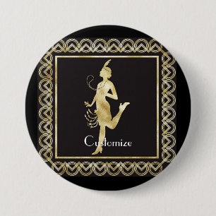 1920's Flapper Girl Thunder_Cove  3 Inch Round Button