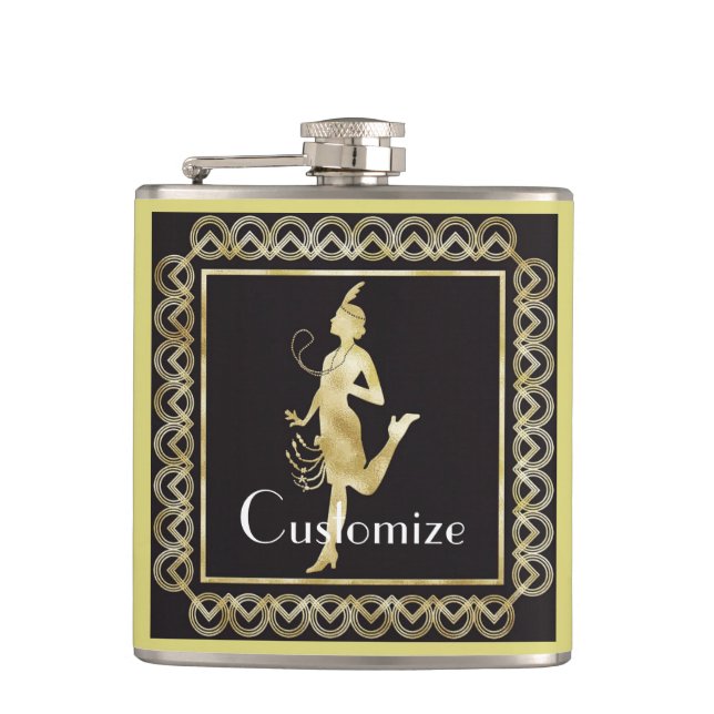 1920's Flapper Girl Thunder_Cove  Hip Flask (Front)