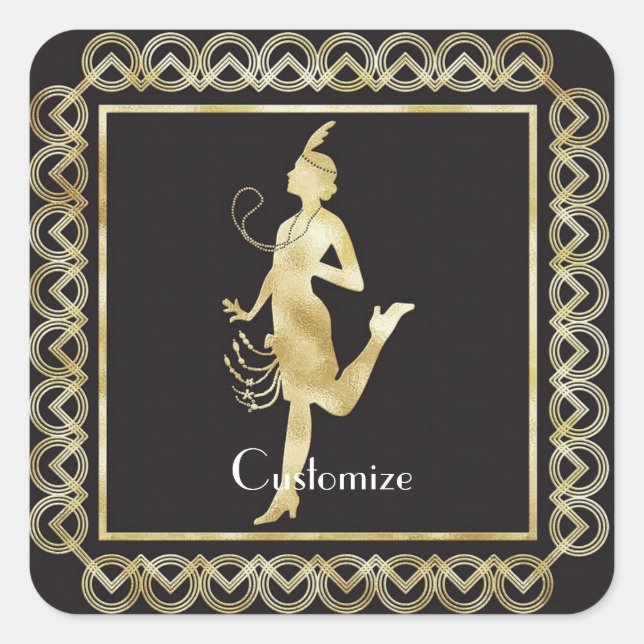 1920's Flapper Girl Thunder_Cove Square Sticker (Front)