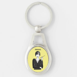 1920s Flapper Glam Model theme. Editable name Keychain