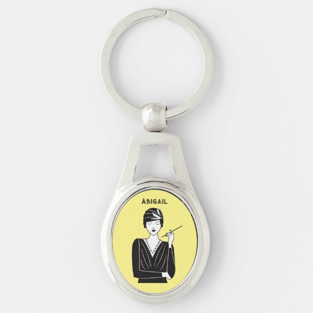 1920s Flapper Glam Model theme. Editable name  Keychain (Front)