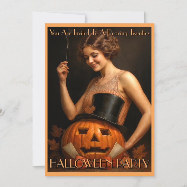 1920's Flapper Halloween Party Invitation  (Front)