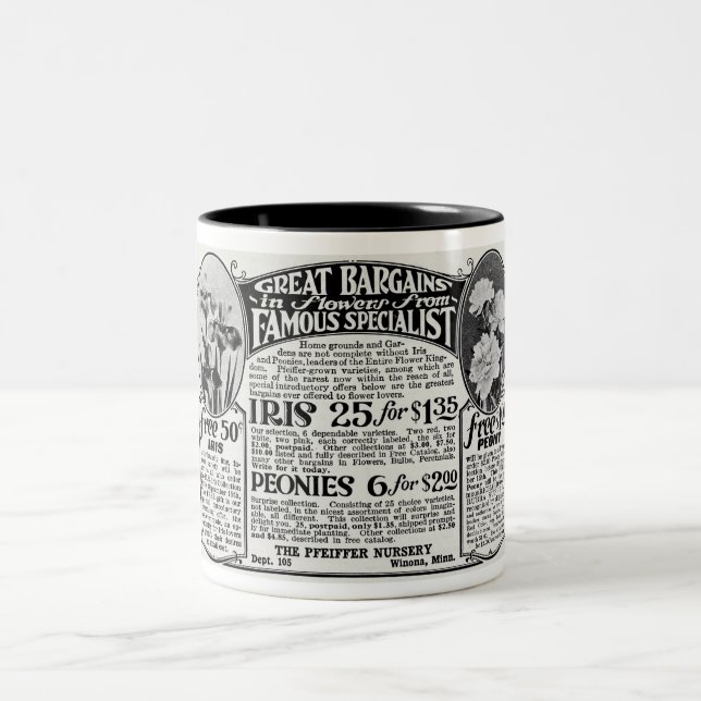 1920S FLOWER-SEED ADVERTISING Two-Tone COFFEE MUG (Center)