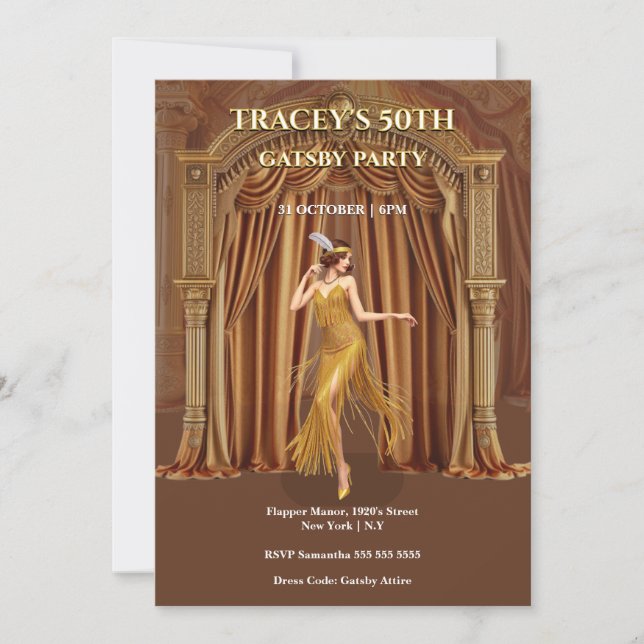 1920s Gatsby 50th Birthday Invitation (Front)
