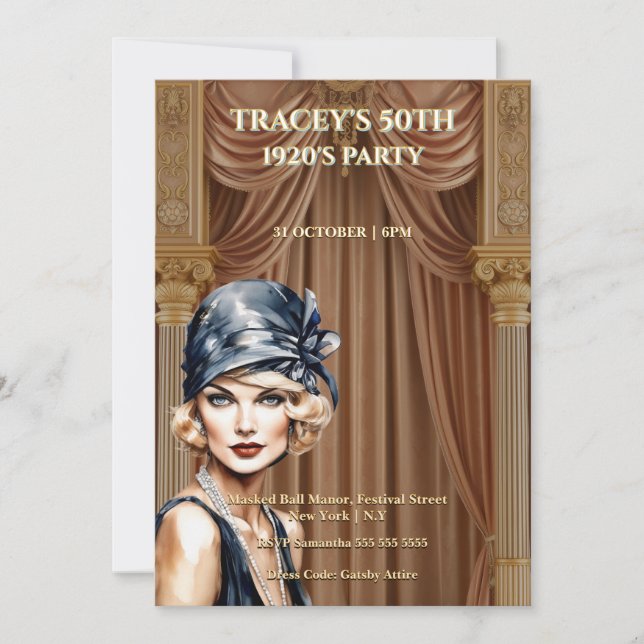 1920s Gatsby 50th Birthday Invitation (Front)