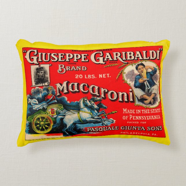 1920s Giuseppe Garibaldi macaroni label Accent Pillow (Front)