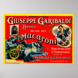 1920s Giuseppe Garibaldi macaroni label Poster