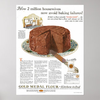 1920s Gold Medal Flour Ad Chocolate Cake Poster