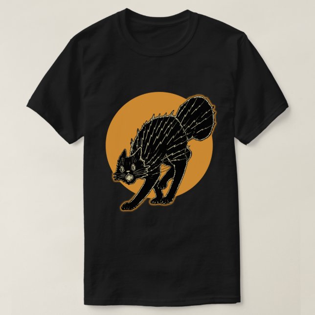 1920s Halloween Black Cat T-Shirt (Design Front)