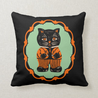 1920s Halloween Cat Design Throw Pillow