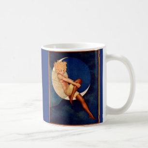1920s hosiery ad beautiful woman on the moon coffee mug
