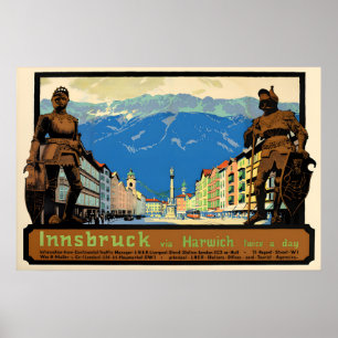 1920s Innsbruck via Harwich Travel Poster British