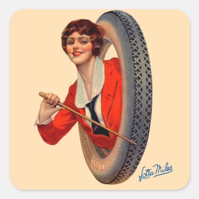1920s Kelly-Springfields tires mascot Lotta Miles Square Sticker (Front)