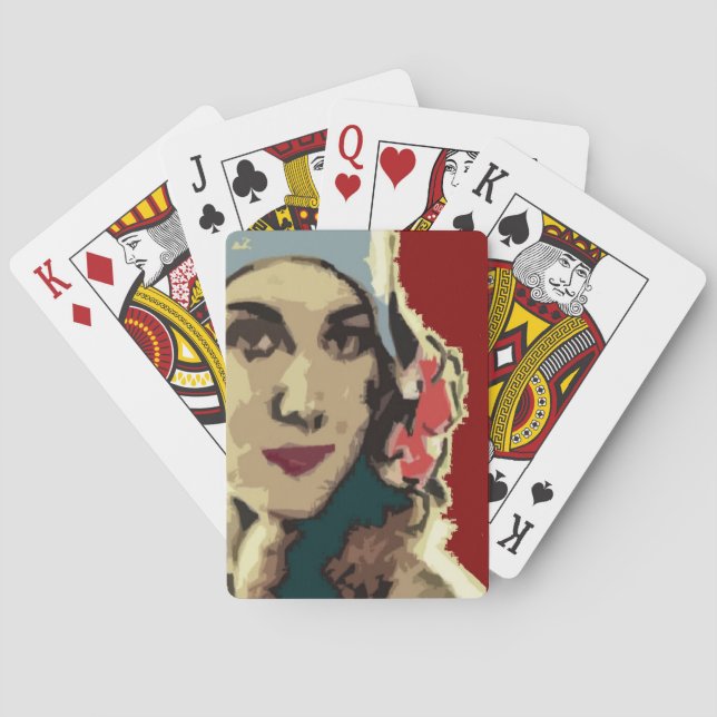 1920s Lady in a Blue Hat Pop Art Playing Cards (Back)