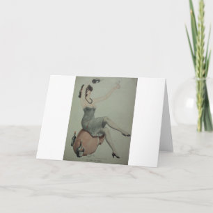 1920s Leggy Flapper Champagne Girl Card